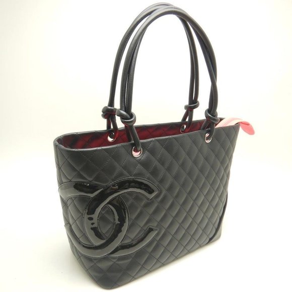 Chanel Cambon Line Tote Leather Enamel Black - Picture 2 of 8